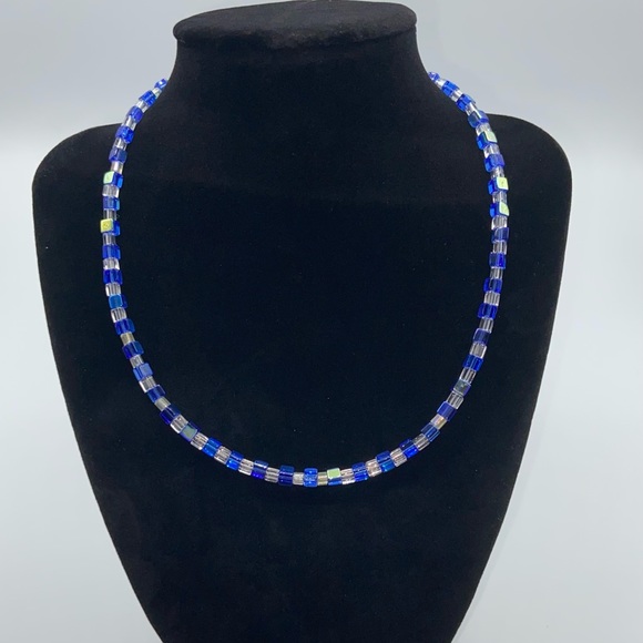 Handmade Glass Cube Bead Necklace - Picture 1 of 5